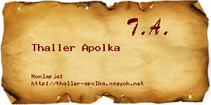Thaller Apolka névjegykártya